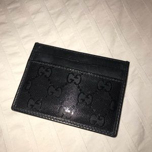 Authentic Gucci Imprime Leather Cardholder - black